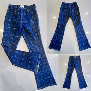 Y2K Vibr Grid Patchwork Bootcut Flare Jeans Tag size 8/31L UK - US size 2ish
